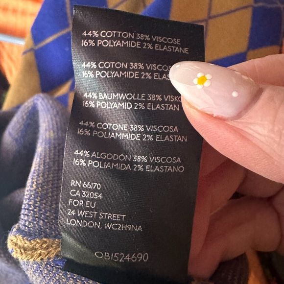 NEW UO Urban outfitters argyle knit sweater dress blue tan halter size S - Picture 7 of 7